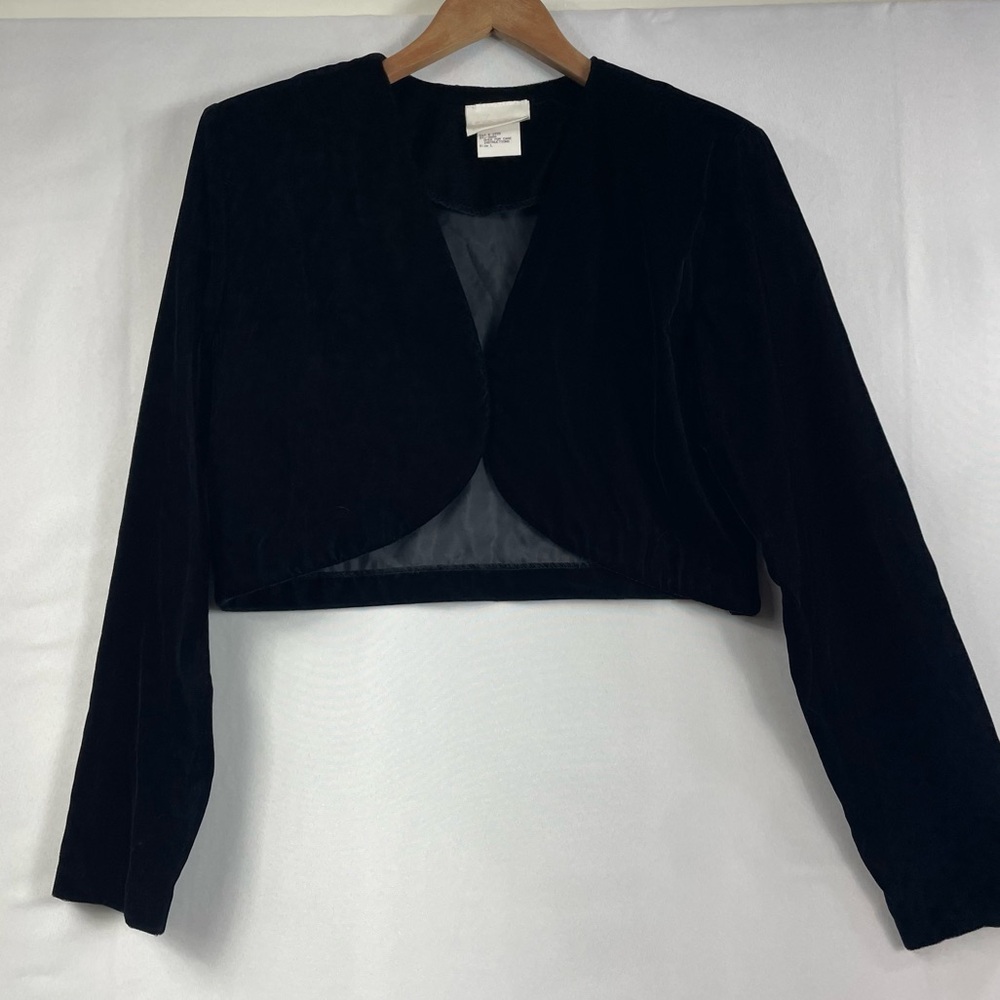 VTG Velvet Bolero Jacket Black LG Classy Neutral Formal Maurice’s 90s Y2K Goth - Picture 11 of 13